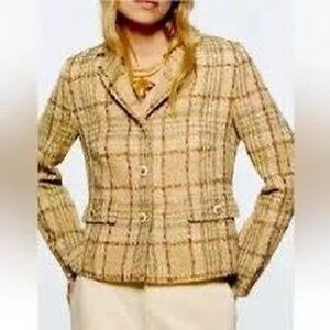 Zara Vintage-Inspired Plaid Tweed Blazer Jacket 🧸🤎